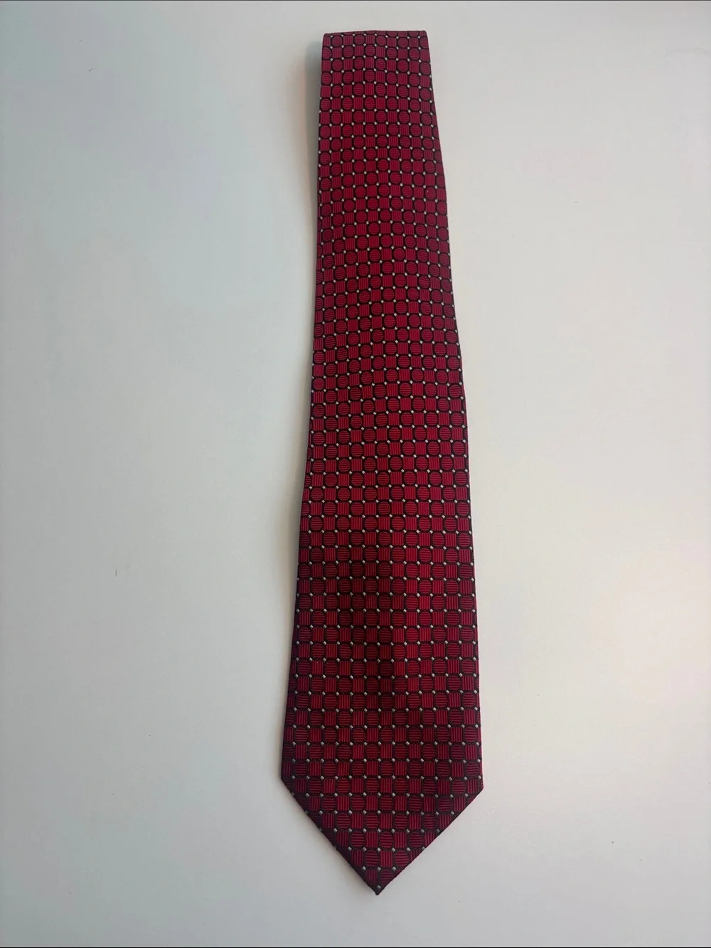 Men's Burgundy Geometric Tie - Unbranded -597sku